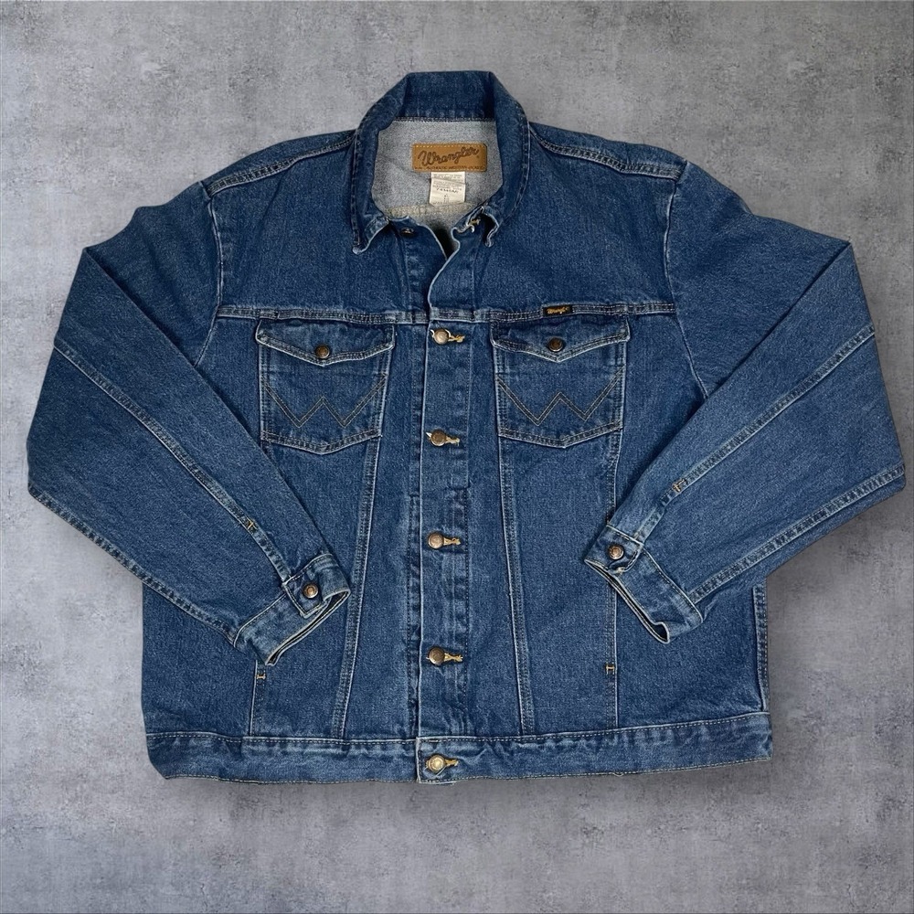 Wrangler Denim Trucker Jacket Mens XL Unlined‎ Western Rodeo Ranch Rodeo